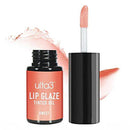 Lip glaze with applicator and visible brand on a white background