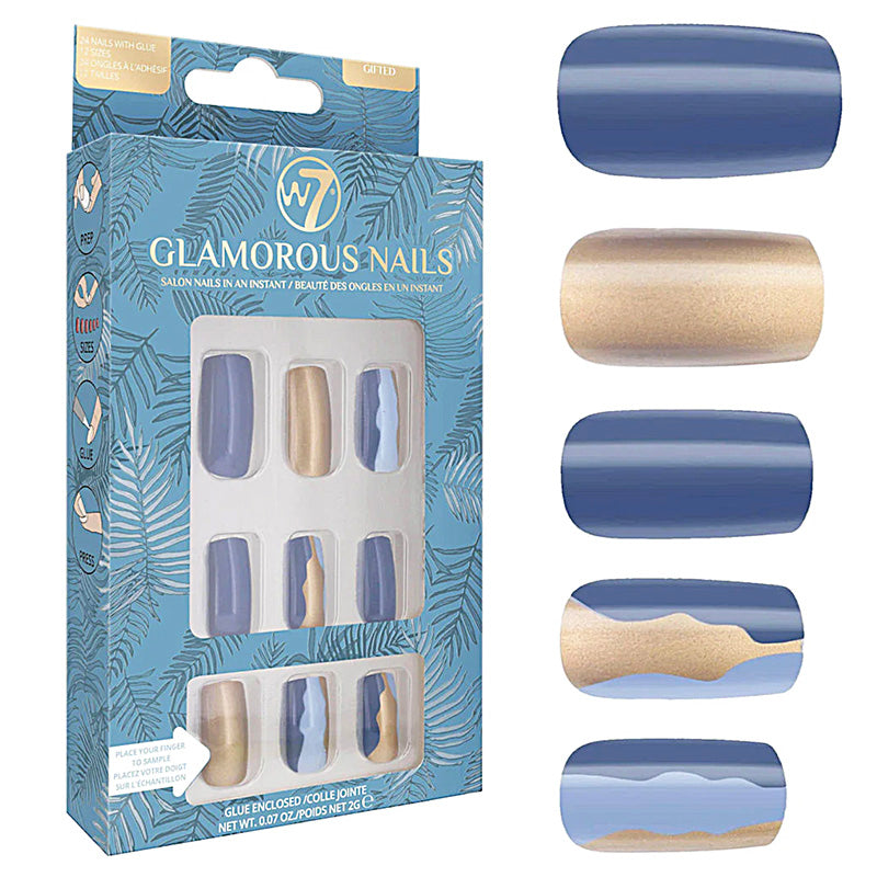 W7 Glamorous Fake Adhesive Nails 24 Pack - Gifted