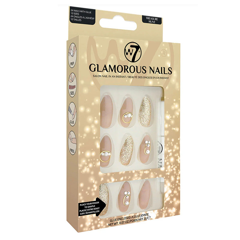 W7 Glamorous Fake Adhesive Nails 24 Pack - Treasure Hunt