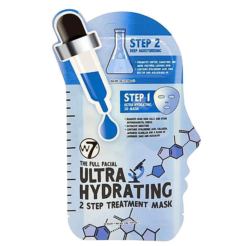 W7 The Full Facial Ultra Hydrating 2 Step Treatment Face Mask - 1 Pack 23g