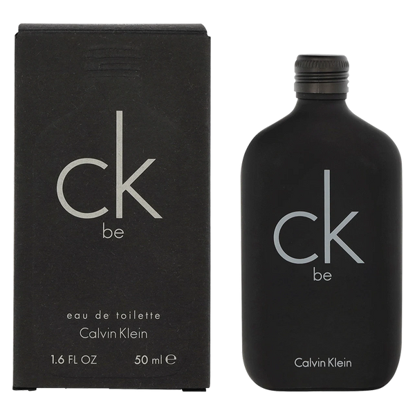 Calvin Klein CK be perfume bottle and packaging on a white background