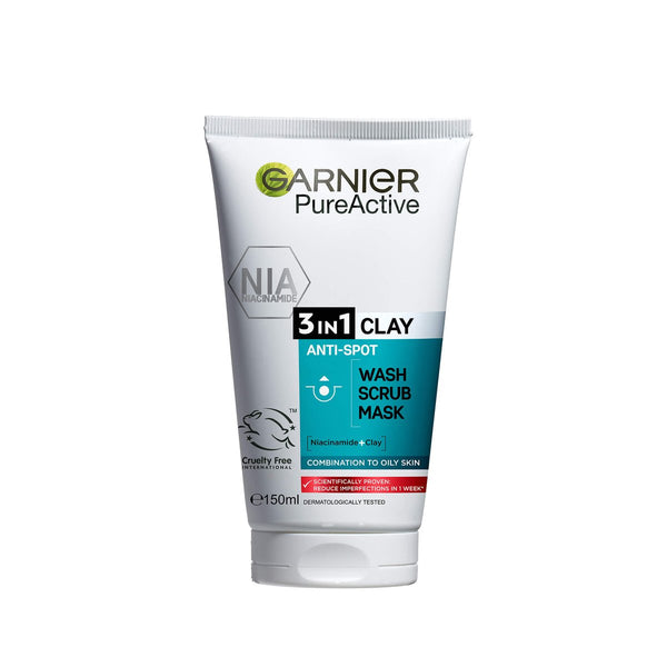 Garnier Pure Active 3 in 1 Wash, Scrub & Mask