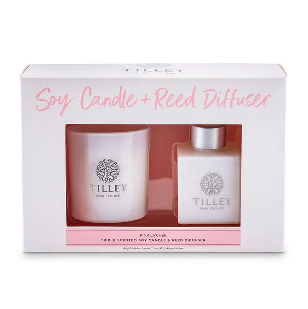 Tilley Candle 160G & Diffuser 75ml Pink Lychee Gift Pack