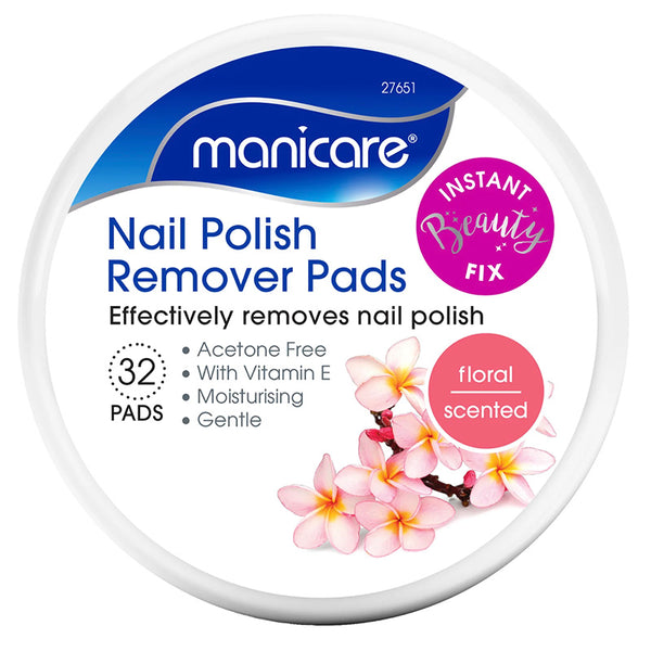 Manicare Nail Polish Remover Pads Floral - 32 Pack