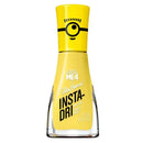A bottle of Sally Hansen Despicable Me 4 Insta-Dri Hair Color in the yellow shade, featuring a bright yellow cap with a Minion eye graphic and a matching yellow label on a white background.