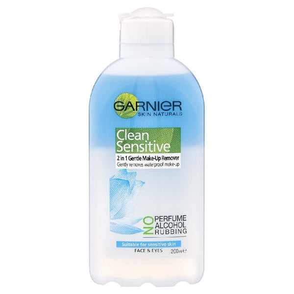Garnier Clean Sensitive 2in1 Gentle Waterproof Make Up Remover 200Ml