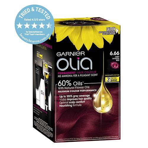 Garnier Olia Permanent Hair Colour - 6.66 Very Intense Red (Ammonia Free, Oil Based)