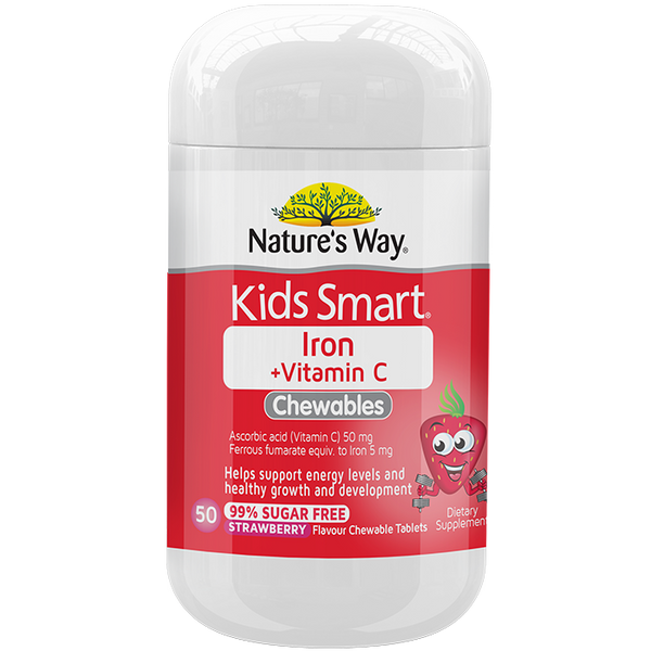 Natures Way Kids Smart Iron Chew 50S, chewables, iron, sugar free,