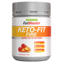 A container of FatBlaster Keto-Fit Fire capsules, which is intended to help with fat burning in ketosis.