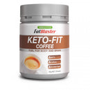 A container of FatBlaster Keto-Fit Coffee by NaturoPathica, labeled as 'FUEL FOR BODY AND BRAIN' with additional product information such as net weight and ingredients.