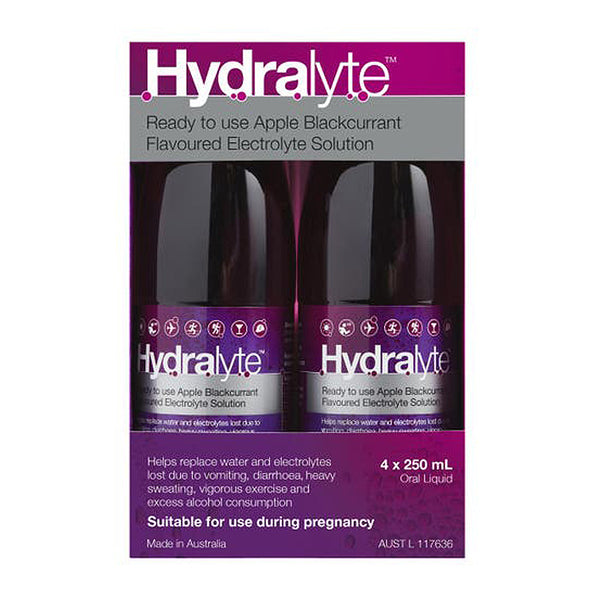 Hydralyte Apple+Blackcurrant Oral Liquid 4X250ml
