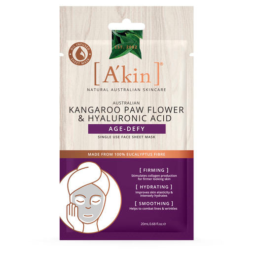 A'kin Kangaroo Paw Flower  Hyaluronic Acid Age Defy Face Mask 1 pack