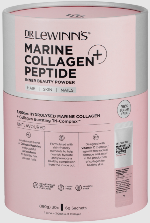 Dr Lewinn's Marine Collagen Beauty Powder-30 X 6G New