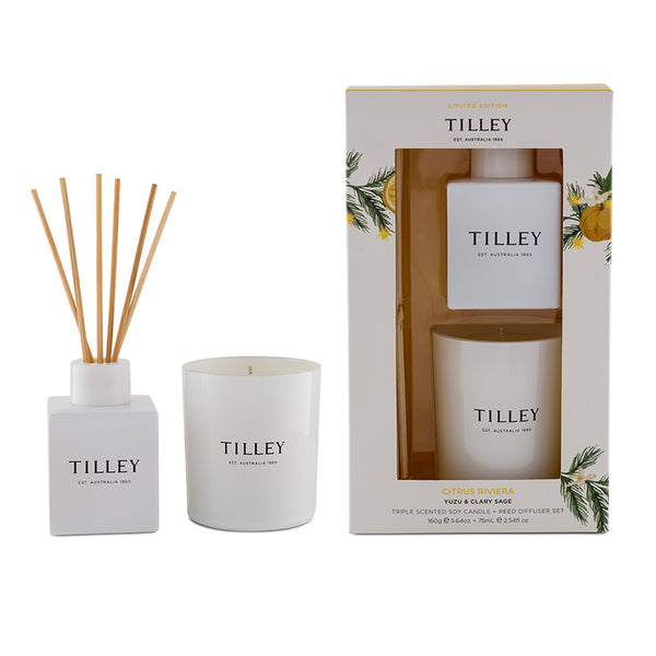 Tilley Citrus Riveira 160g Candle & 75ml Reed Gift Set