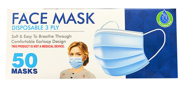 Face Mask Disposable 3 Ply Box of 50