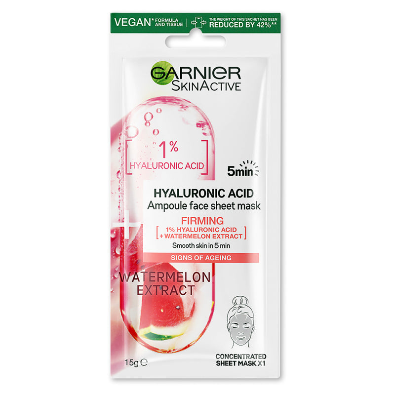 Garnier Hyaluronic Acid Firming Ampoule Face Sheet Mask, Watermelon Extract 15g