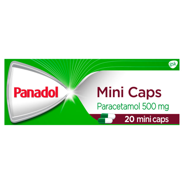 Panadol Mini Caps for Pain Relief, Paracetamol 500 mg, 20