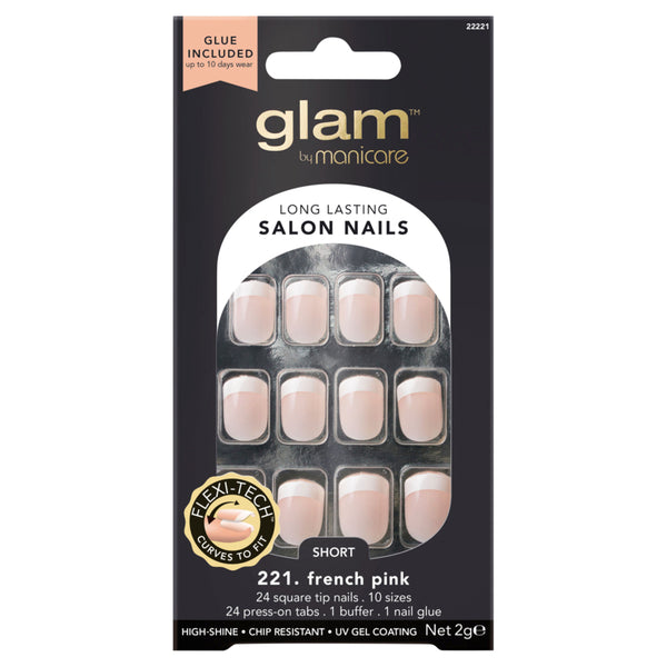 Glam By Manicare 221 French Pink Short Square Nails