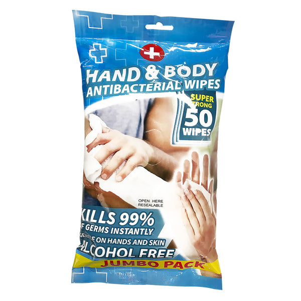 Antibacterial Hand & Body Wipes 50Pk