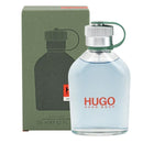 Hugo Boss Man 125ml Eau de Toilette perfume bottle with a green label, silver cap, and a box in the background.