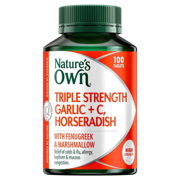 Natures Own Triple Strength Garlic + C & Horseradish 100 Tabs