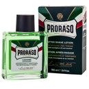 Proraso After Shave Lotion bottle and packaging box with branding and product information displayed.