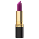 A tube of Revlon Super Lustrous Matte Lipstick in the shade 030 Violet Rush with a golden cap on a white background.