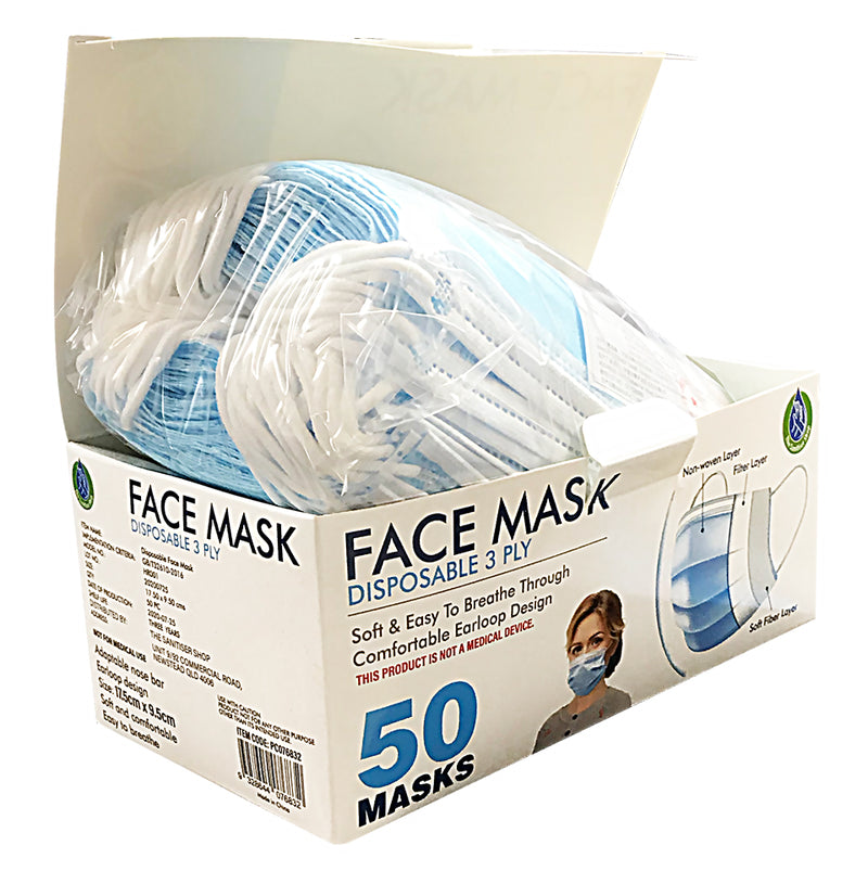 Face Mask Disposable 3 Ply Box of 50